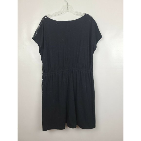 Lane Bryant Womens Black Sequin Front Cowl Neck Cap Sleeve Dress Plus Size 14/16 - Picture 3 of 6